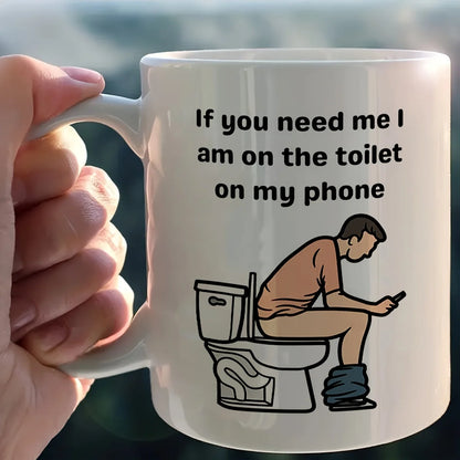 1pc, Funny Toilet Cup, Ceramic Coffee Cup Double-Sided Design, White Tea Cup for Hot Or Cold Drinks, Desk Decoration, If You Nee