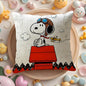 Cute Snoopy Pillow Case Natural Linen Organic Fabric Double-Sided Printing Sofa Home Decor Gift Cushion Cover