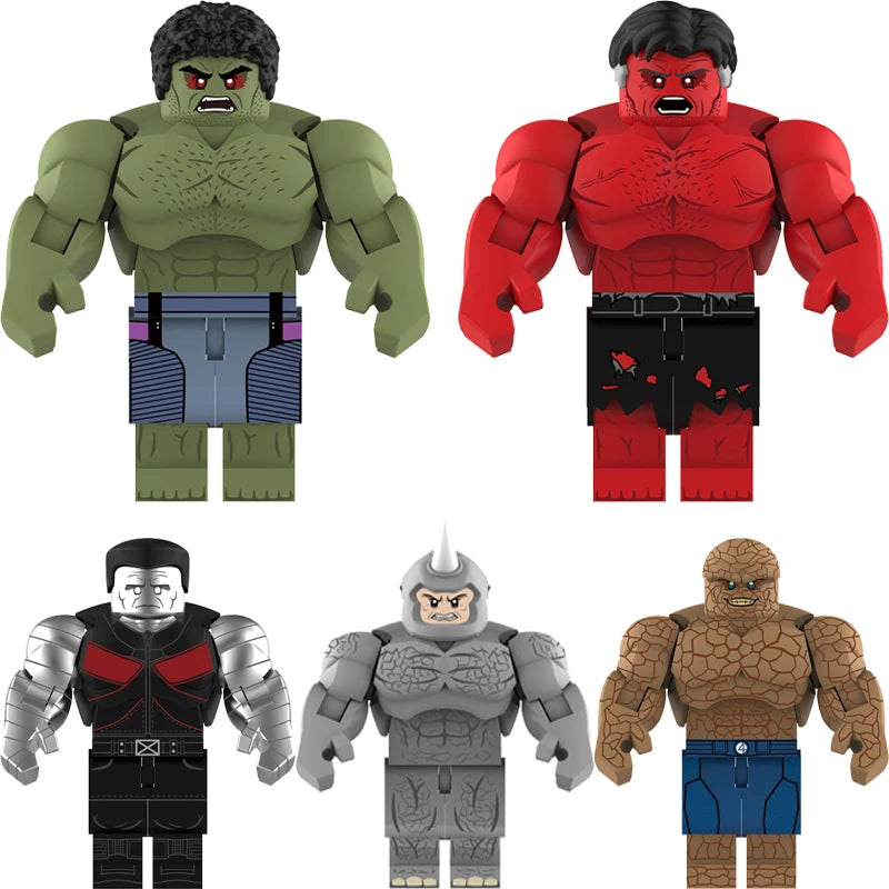 7.5CM Big Size Movable Figure Hulk Lizard Rhino Thing Colossus Hulkbusters Infinity War Model Building Blocks Toys Action Bricks