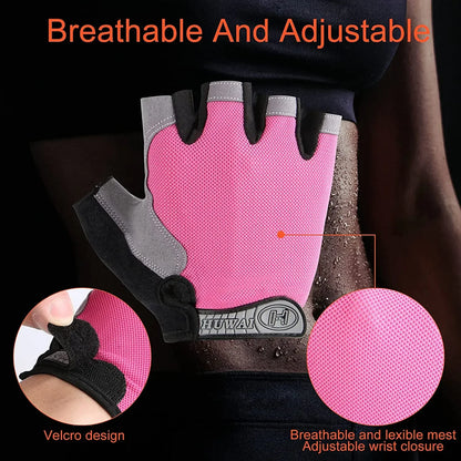 Gym Gloves Women Men Weightlifting Dumbbell Fitness Sport Training Exercise Gloves Non Slip Breathable Fingerless Cycling Gloves