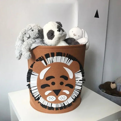 1/2/3/5PCS Baby Storage Basket Panda Dinosaur Cartoon Felt Organizer Laundry Dirty Clothes Bucket Toy Storage Box Gift Ideas