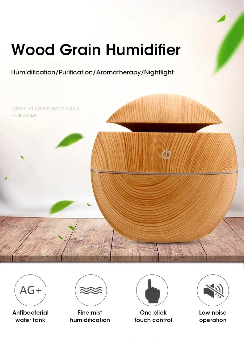 Woodgrain USB Essential Oil Diffuser Mini Ultrasonic Aromatherapy Humidifier Portable Desktop Air Mist Maker For Home Office