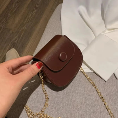 Mini Fashion Saddle Bag Chain Crossbody Bag Coffee Black Yellow Children's Small Cross Body Bags Earphone Lipstick Storage Bags