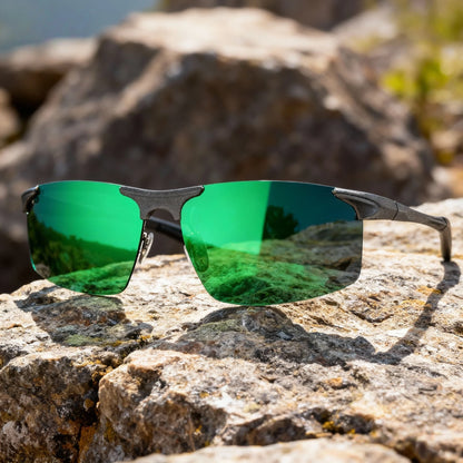 Classic Colorful Semi-Rimless Outdoor Polarized Sunglasses - Spring Hinge, UV400 for Driving, Fishing & Daily Use