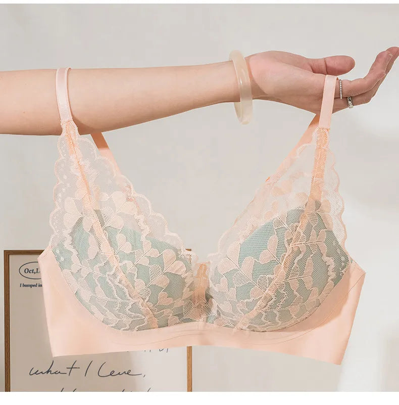 French Sexy Lace Bra and Panty Set for Women, Push Up Wireless Bralette, Comfortable & Breathable Small Chest, Bestseller MOYISU