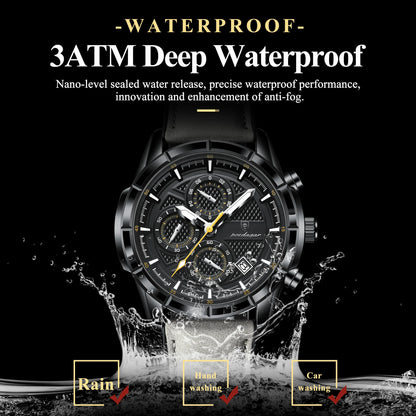 POEDAGAR Vintage Couple Wristwatch Quartz Leather Men's Watches Date Chronograph Waterproof Luminous Man Watch Gift For Husband