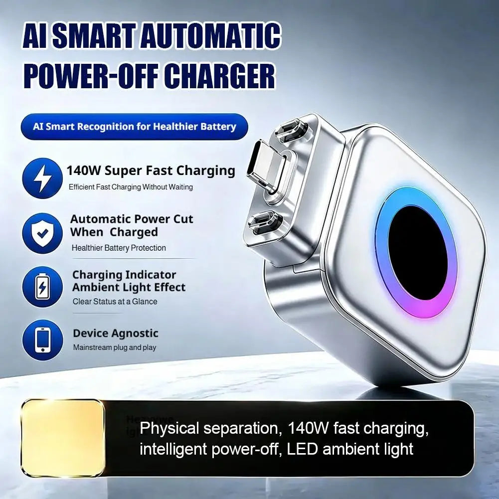 Mart Auto Stop Charging Separator AI Recognition Fully Charged Automatic Cut Off Device USB Charging Safety Protector Adapter