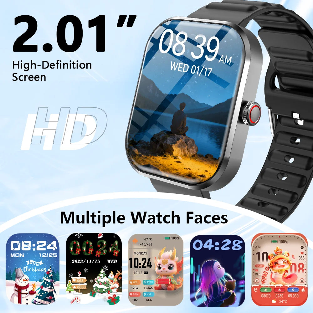 LAXASFIT 2026 Smart Watch Men's Full Touchscreen Bluetooth Call Sports Fitness Tracking Smart Wristwatch Women's Watch