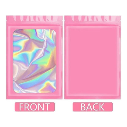 Ziplock Bags 100PCS Holographic Bag Zip Lock Gift Bags Plastic Iridescent Storage Zip Packaging Bags for Earrings Jewelry
