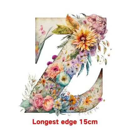15cm Cartoon Flower Alphabet Heat Transfer Heat Press Printed Accessories PatchDIY children's clothing decoration sticker