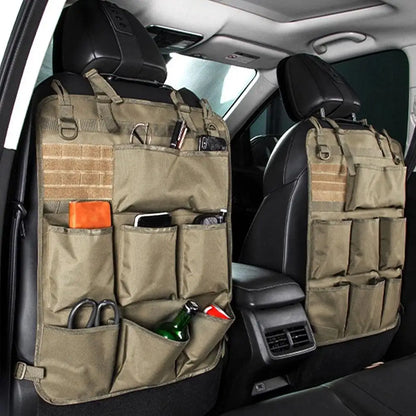 Universal Vehicle Seat Back Organizer Military Style Camo Storage Bag with 7 Pockets Tactical Auto Organizer for Car Truck SUV