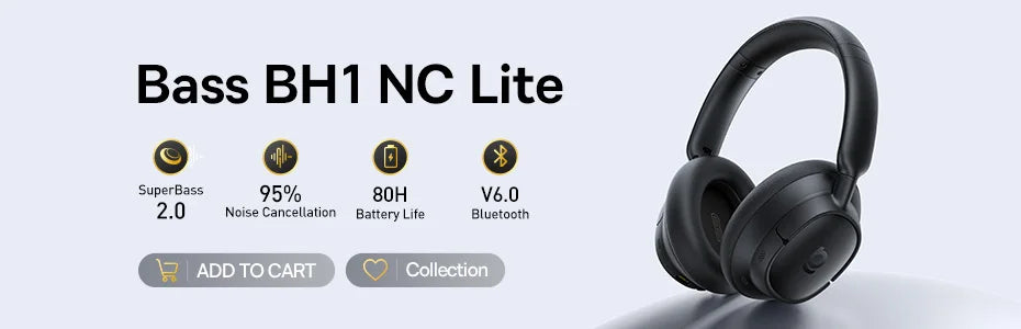 Słuchawki bezprzewodowe Baseus EH10 NC ANC 45 dB, adaptacyjna hybrydowa redukcja szumów, słuchawki Hi-Res LDAC, Bluetooth 6.0, 80 godz.