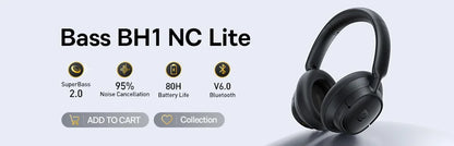 Słuchawki bezprzewodowe Baseus EH10 NC ANC 45 dB, adaptacyjna hybrydowa redukcja szumów, słuchawki Hi-Res LDAC, Bluetooth 6.0, 80 godz.