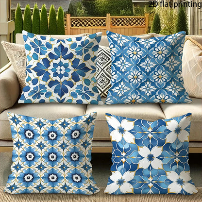 4 PCS Outdoor pillow cover  Coastal Boho Outdoor Throw Pillow Covers , Very suitable for decorating balconies and courtyards.
