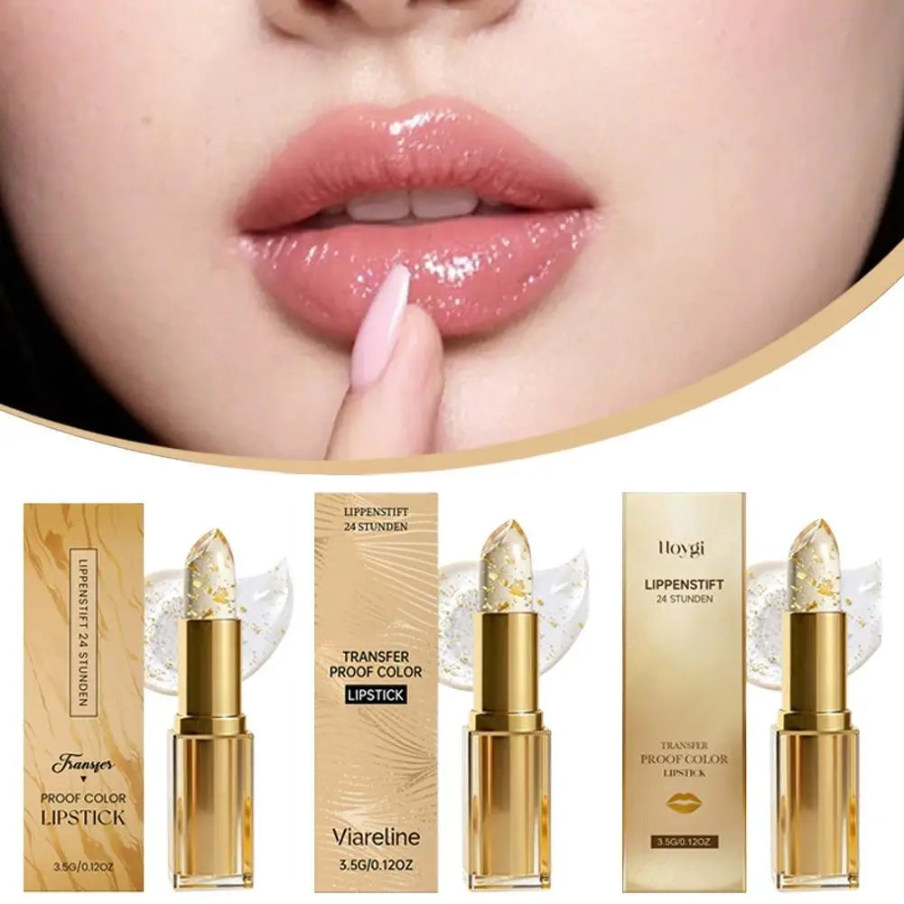Gold Crystal PH Color Changing Lipstick Hyaluronic Acid Moisturizing Lip Balm Fade Lip Line Relieve Dryness Non Greasy Lip Gloss