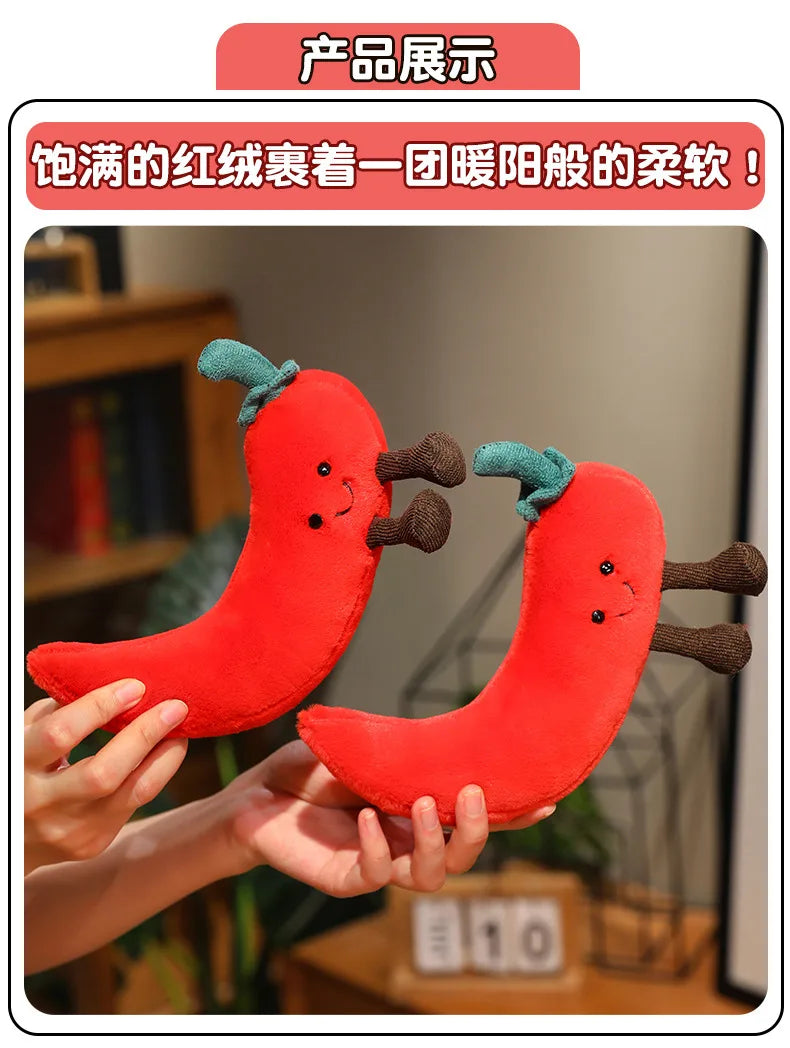 Christmas Bell Pepper and Candy Cane Plush Toy Fun Simulation Chili Peppers and Candy Canes Stuffed Doll Holiday Decor Xmas Gift