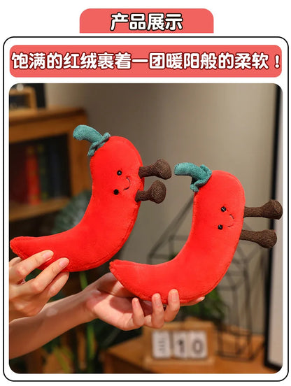 Christmas Bell Pepper and Candy Cane Plush Toy Fun Simulation Chili Peppers and Candy Canes Stuffed Doll Holiday Decor Xmas Gift
