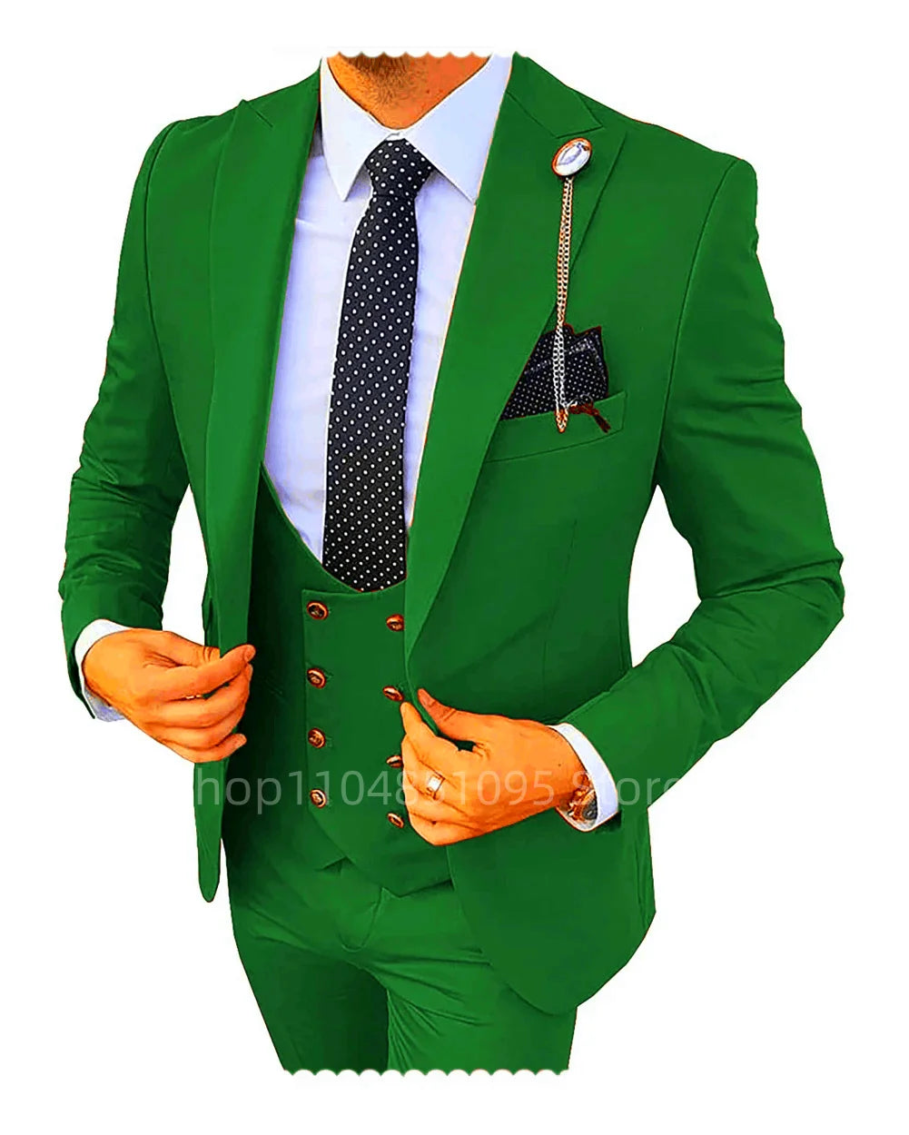 Solid Men's 3 Piece Suit Slim Fit Men Tuxedo Suit Party Wedding Prom Business One Button Peak Lapel Blazer Jacket Vest Pants Set