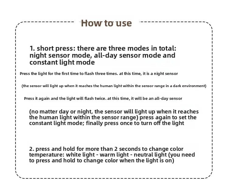 Automatic Night Light Motion Sensor Rechargeable 3-Mode LED Wall Light Human Body Induction Light for Bedroom Bathroom Hallway
