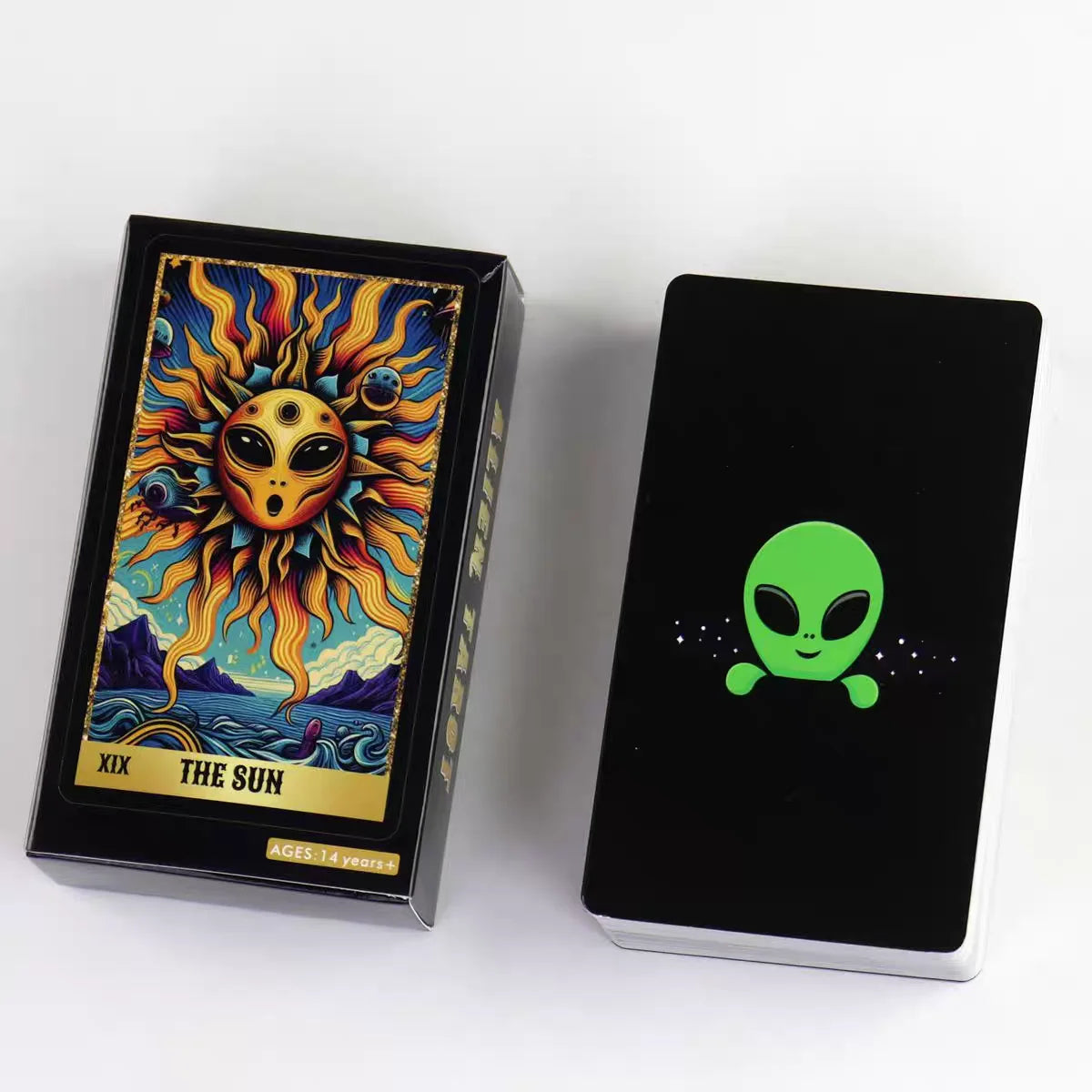 Alien Tarot Deck 78 Cards, Psychedelic Space Themed Tarot Cards, Fortune Telling, Collectible Gift for UFO & Alien Enthusiasts