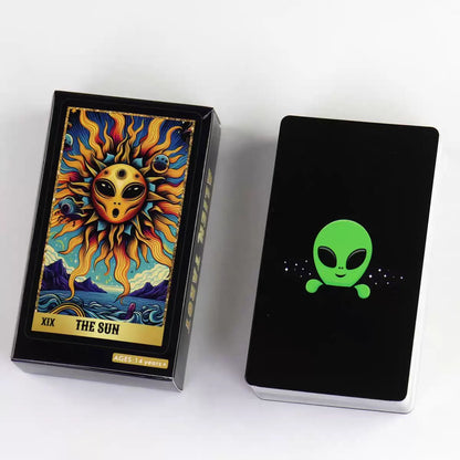 Alien Tarot Deck 78 Cards, Psychedelic Space Themed Tarot Cards, Fortune Telling, Collectible Gift for UFO & Alien Enthusiasts