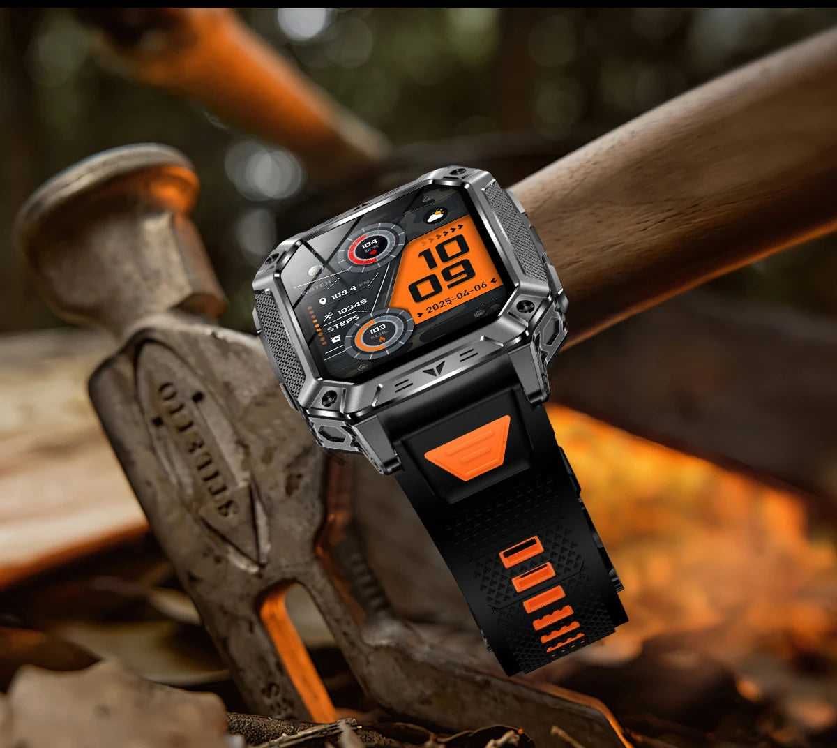 LIGE Wojskowy Inteligentny Zegarek 2.01'' Ekran HD Outdoor Sportowy Męski Zegarek SOS Czerwony Alarm Migająca Latarka Monitor Zdrowia Smartwatch