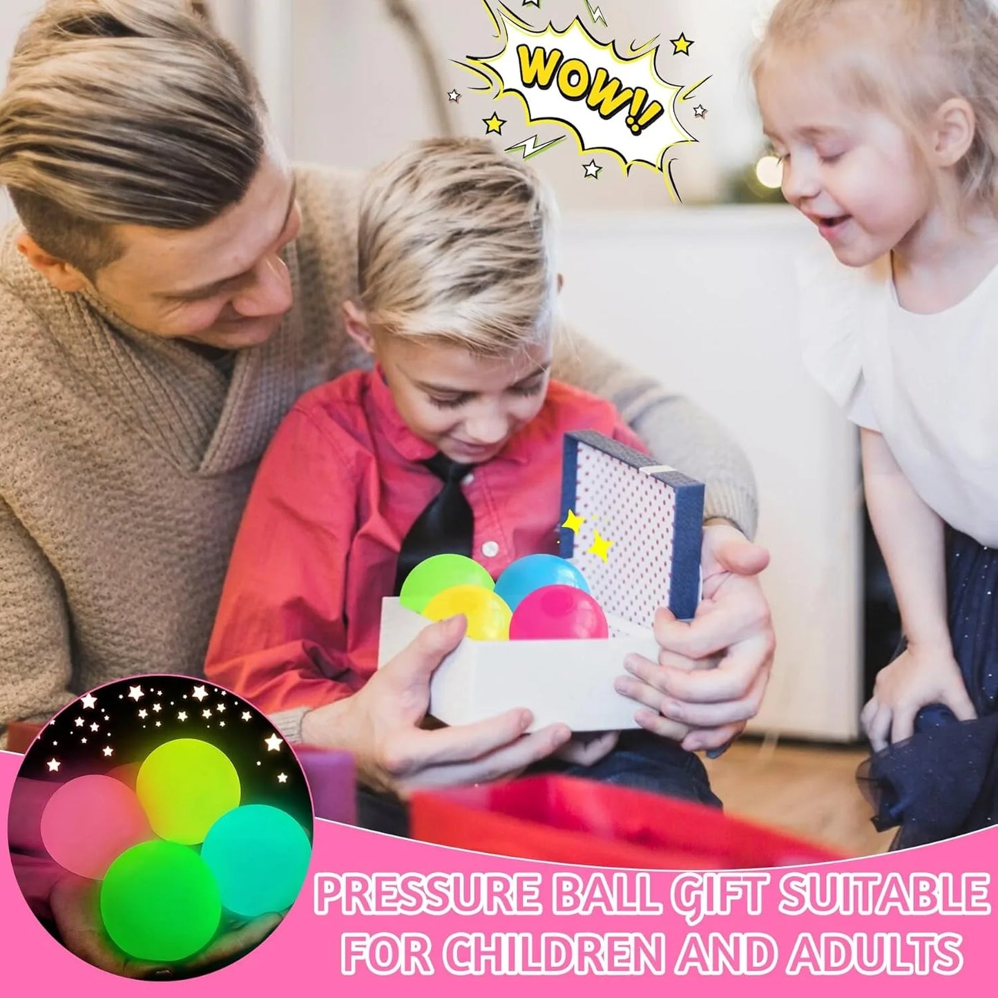 5/10Pcs Glow in The Dark Sticky Balls - Squishy Stress Relief Toys, Fun Fidget Toys Sensory Decompression Toys for Kids & Adults