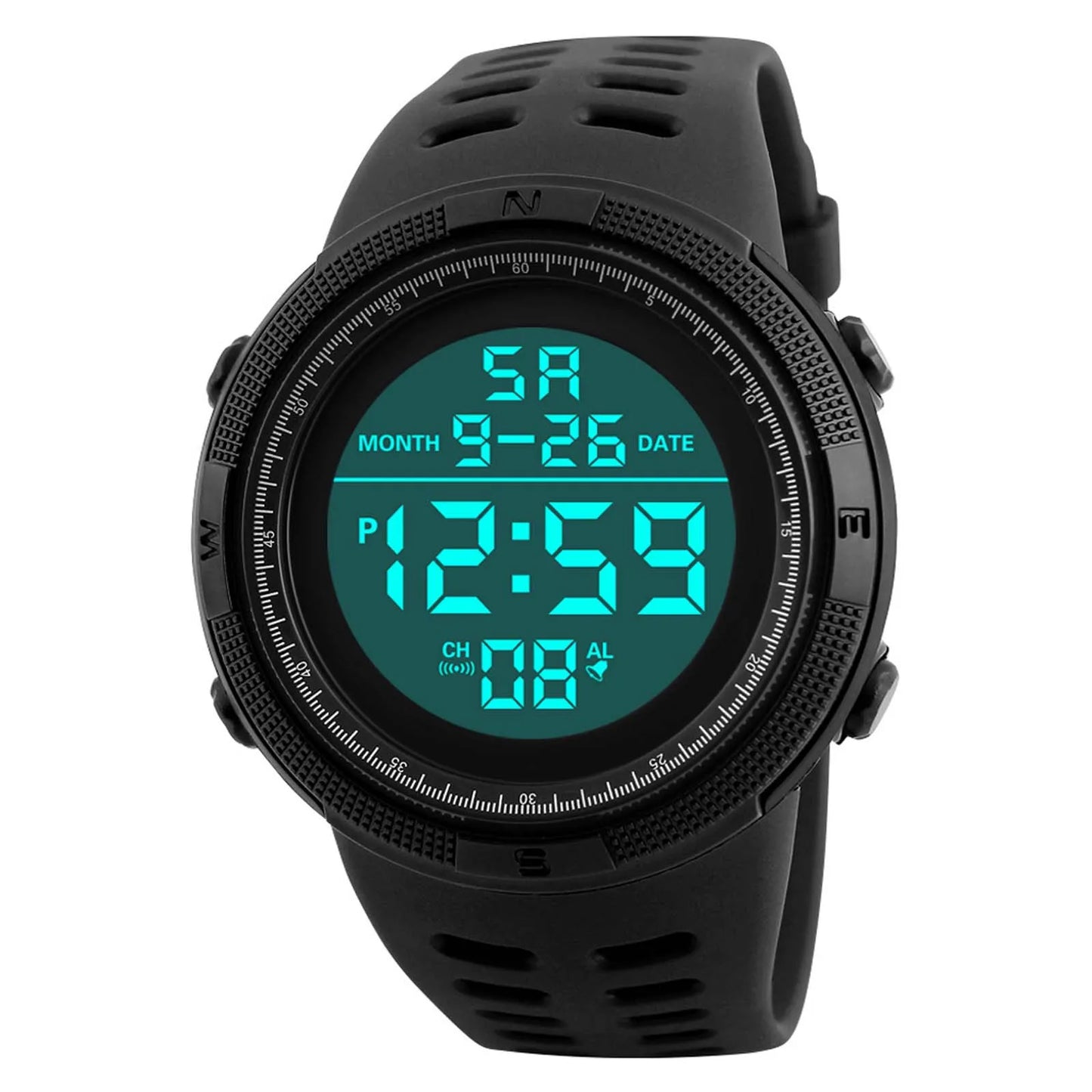 Men Sport Watch Multifunction Military Sports Watch Waterproof Luminous LED Digital Kids Watch Big Dial Student Electronic Watch