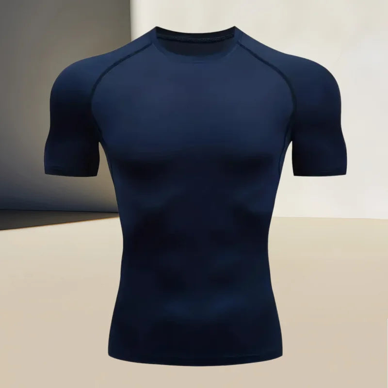 Men's compression t-shirt for running, climbing, and gym workouts, a perfect choice for muscular men who value a snug fit