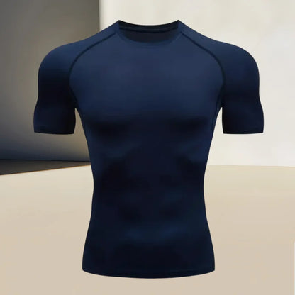 Men's compression t-shirt for running, climbing, and gym workouts, a perfect choice for muscular men who value a snug fit