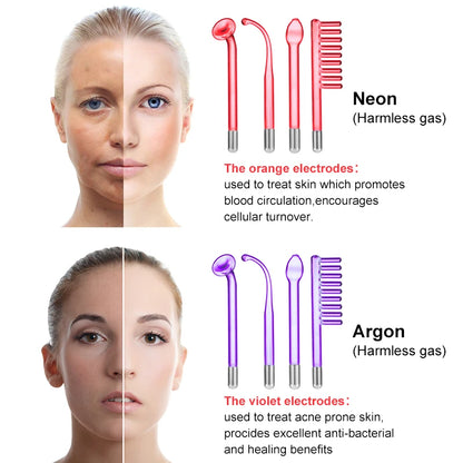Replace HF Wand Spiral Electrode Glass Tube Argon Violet Ray Neon Acne Skin Care Face Body Massage