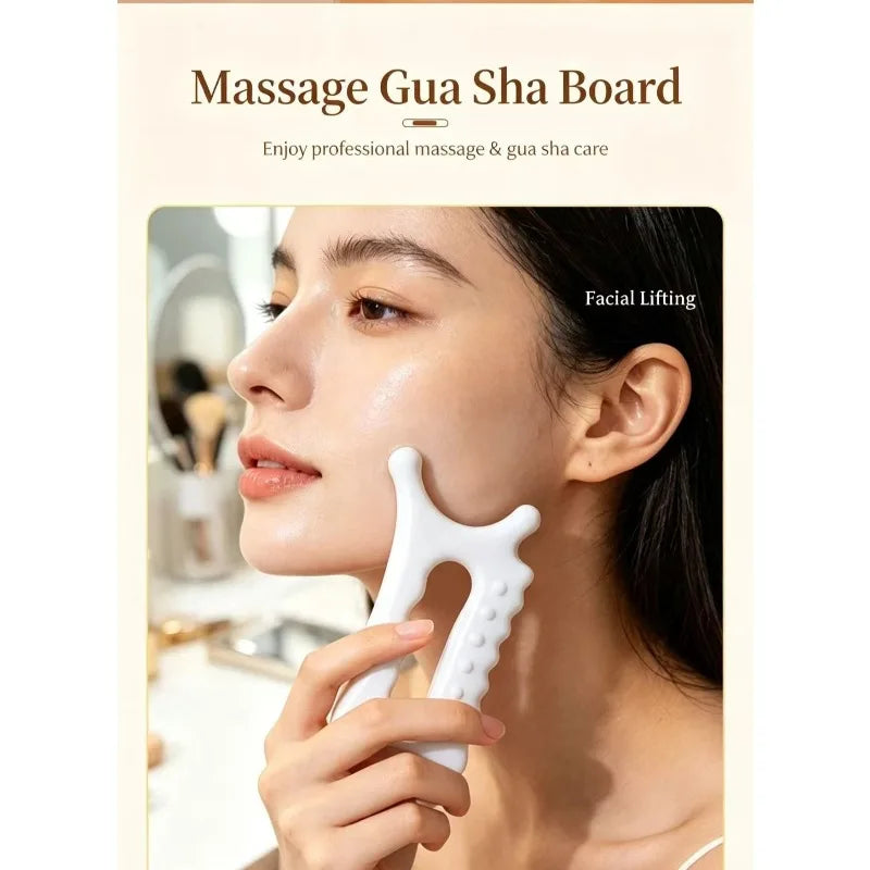 1PC Facial Tendon Massage Stick & Board, Imitation Ceramic Gua Sha, Home Healthcare Tool, Full Body Meridian Brush