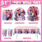 K-pop Kids Birthday Party Supplies All-in-One Decor Set-Paper Tableware Cups Candy Box Gift Bags Banner for Festive Celebrations