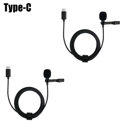 1-5pc Portable Lavalier Microphone Metal Clip Lapel Mic Wired 3.5mm/Type-C/USB For Mobile Phone Laptop DSLR Camera Lound Speaker