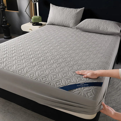 Ultrasonic Quilted Waterproof Antibacterial Mattress Protector Breathable Ultra Soft Noise Free 30CM Deep Pocket Fitted Sheet