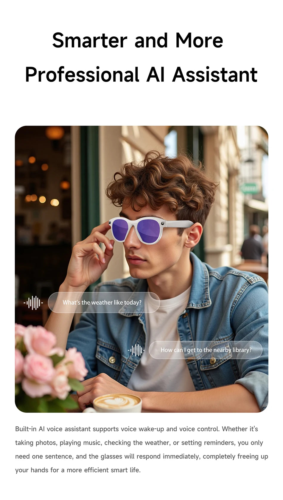 Lenovo NEW 8K 1600W HD AI Smart Glasses Camera Dual Real-time Translation Bluetooth Call Shoot Audio Video Music Play Sunglasses
