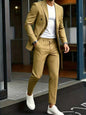  Hot Trend Mustard Yellow Double Breasted Men Suit 2PCS Luxury Slim Fit Blazer Pants Stylish Daily Party Dating Outfit