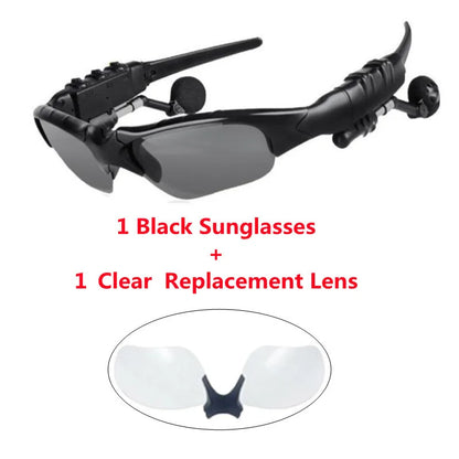 Stereo Earphones Wireless Headset with Mic Polarized Glasses Sunglasses for Driving Cycling Sports Noise Reduction Headphones