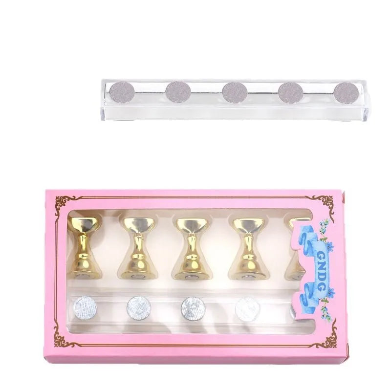 5pcs Nail Holder False Nail Tip Practice Stand Crystal Base Magnetic Holder Nail Art Display For Art Salon DIY & Practice Tools
