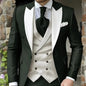 Pink Men's Elegant Peak Lapel Tuxedo 3-Piece Suit with Blazer Vest And Pants Set for Formal Business Prom Grooming