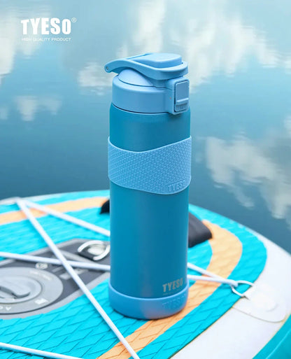TYESO 750ML Double Wall Insulated Water Bottle Hot Water 304 Stainless Steel Flask for Fitness Outdoor Hiking Coffee Sticker