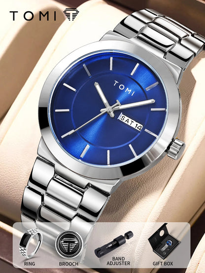TOMI Luxury Business Men's Watch Gift Box Set Lapel Box Trendy Simple Multi-functional Quartz Watch Men's Watch Christmas
