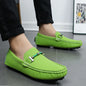Men Yellow Suede Loafers Horse Bit Buckle Slip on Driving Shoes Casual Business Moccasins Breathable Loafers for Men