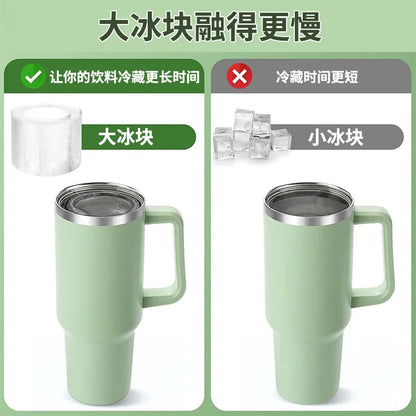 Ice Mold for Stanley Cup Silicone Cylinder Ice Mold with Lid and Bin for Freezer Ice Drink Juice Whiskey Cocktail Summer Gifts