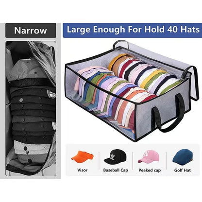 Collapsible Baseball Cap Storage Box, Large Capacity Multifunctional Hat Bag, Can Hold 40 Hats,Suitable for Dormitory Bedroom
