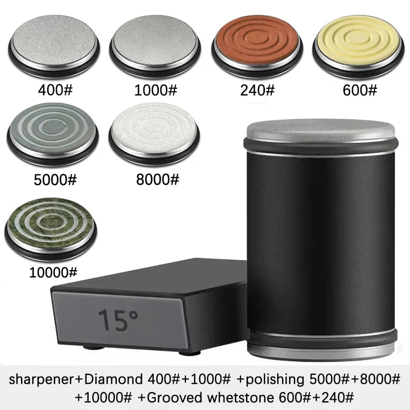 Niiruo Rolling Knife Sharpener Double Sided Diamond Sharpening Stone 15_20° Degree Magnetic Angle Roller Sharpening for Kitchen