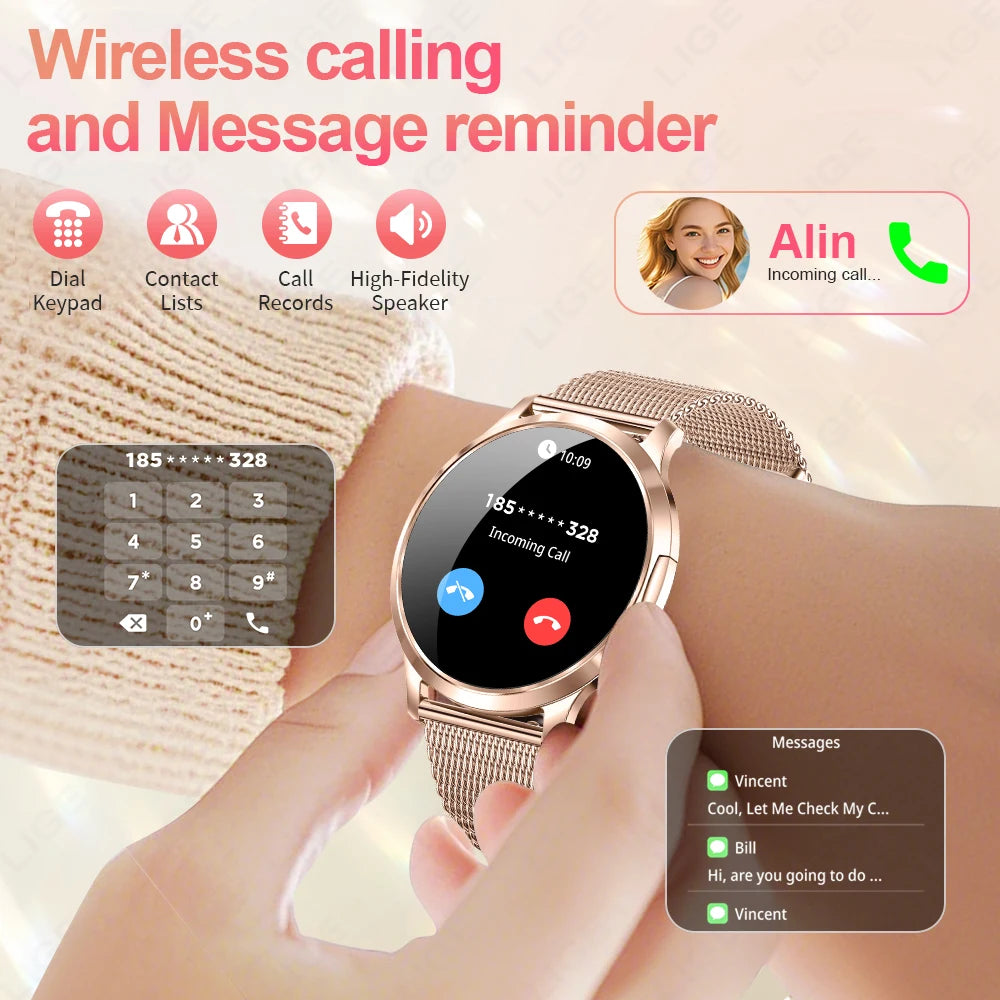 Nowy Smartwatch dla Kobiet 1.32 Cala AMOLED HD Ekran Sportowy Fitness Wodoodporny Zegarek Połączenia Bluetooth Cyfrowy Smartwatch Damski