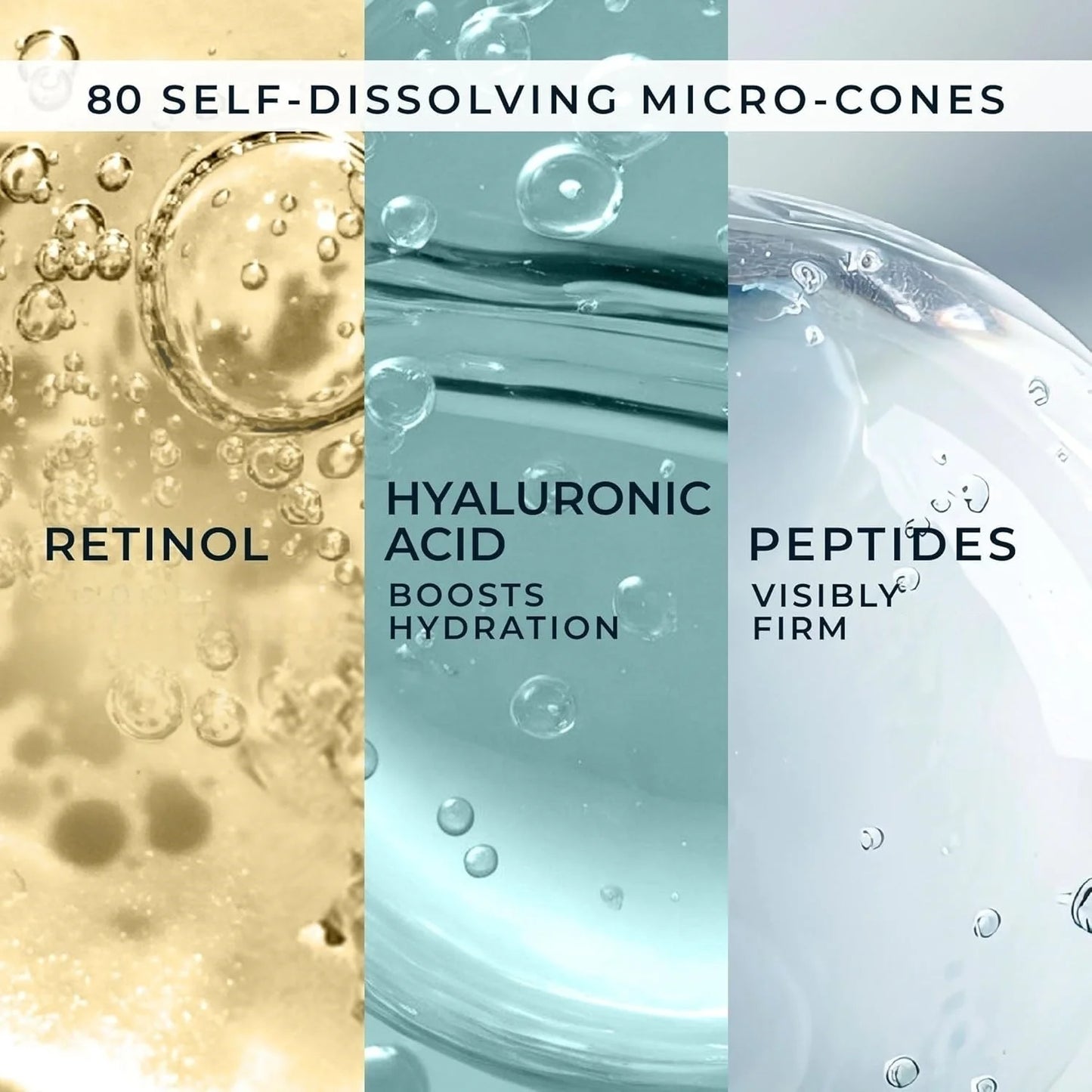 Retinol Microneedle Eye Patches with Hyaluronic Acid & Firming Peptides,for Forehead, Eye Area, Crow's Feet & Smile Lines,1Pair.