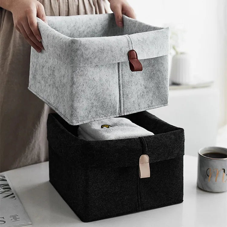1-5PCS Desktop Organizer Basket Felt Storage Bin for Snacks and Sundries Home Office Desk Tidy Declutter Storage Box