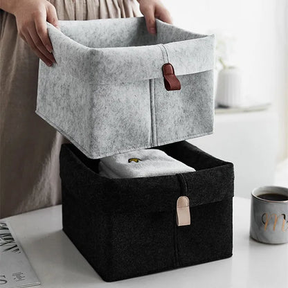 1-5PCS Desktop Organizer Basket Felt Storage Bin for Snacks and Sundries Home Office Desk Tidy Declutter Storage Box